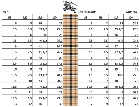 burberry size chart women's